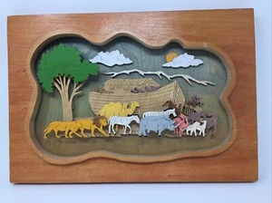 Noahs Ark Handmade Laser Cut Wood Wall Plaque 3D Children’s Room Christianity - Picture 1 of 12