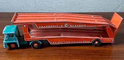 MATCHBOX KING SIZE GUY WARRIOR FARNBOROUGH MEASHAM CAR TRANSPORTER GREEN TRACTOR - Immagine 1 di 4