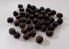 300pcs 10mm WOODEN Grooved Round Beehive Wood Beads - DARK BROWN A61