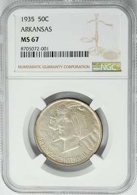 1935 Arkansas Half 50c MS67 NGC 950550-28 - Image 1 of 4