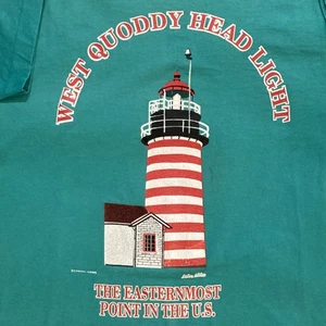 vintage 90s single stitch West Quoddy Head Light T-Shirt Sailing SZ XL - Picture 1 of 9