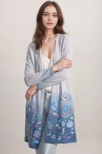 Johnny Was Light Grey Neilly The Long Midi Cardigan M68525 - Picture 1 of 10