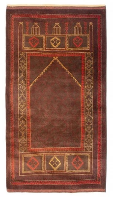 Традиционный винтажный восточный шерстяной ковер ручной вязки 2 фута 11 дюймов x 5 футов 3 дюйма - Изображение 1 из 4