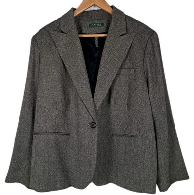 Blazer feminino Lauren Ralph Lauren 22W lã olho de pássaro jaqueta de tweed equestre novo com etiquetas - Imagem 1 de 4