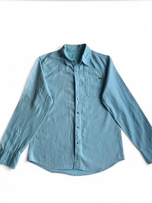 GUESS Men’s Light Blue Long Sleeve Shirt  Size M 100% Cotton, snap buttons  - Image 1 of 4
