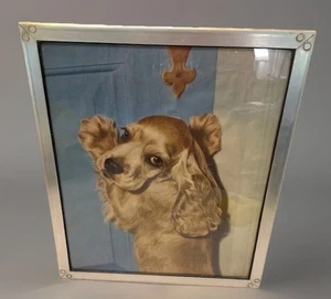 MCM Arte Perro Impresión Retro Metal Raro Marco 1970 Cocker Spaniel Obra de Arte Retro De Colección - Imagen 1 de 22