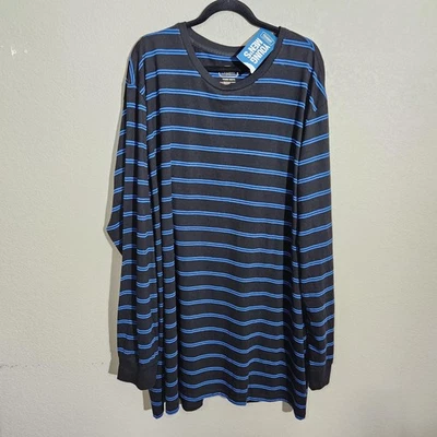 Camisa The Foundry Supply Co Para Hombres 4XLT Negra Azul Rayas Manga Larga Cuello Redondo Foto 1 de 4