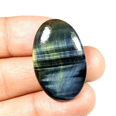 Natural Flashy Blue Tiger Eye Cabochon Oval Shape Gemstone Loose 31 Cts BT-88 - Image 1 of 4