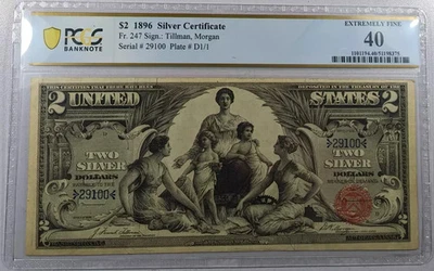 1896 $2 Educational Silver Certificate Fr. #247 PCGS XF40 - Image 1 of 4