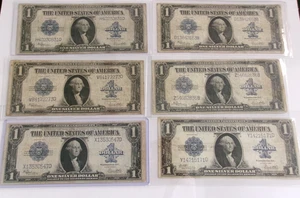 (6) Lote de billetes de gran tamaño certificado de plata de $1 de 1923 - Imagen 1 de 14