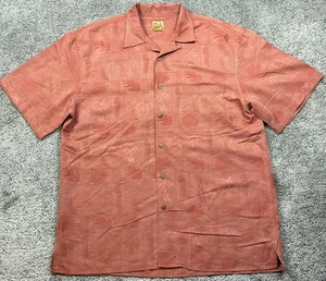 Jos A Bank Shirt Mens Large Red Palm Tree Hawaiian Button Up Short Sleeve Casual - Picture 1 of 15