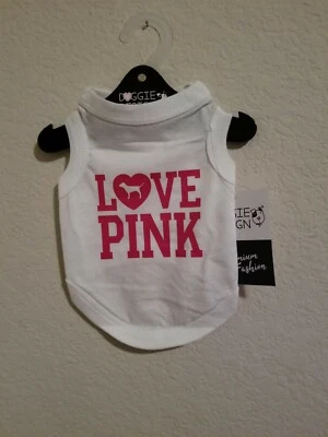 Tanque para Cachorro Super Fofo Design Branco Amor Rosa - Tamanho Pequeno - Imagem 1 de 2