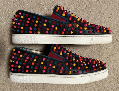 Christian Louboutin Hombres Zapatos 40.5 (7.5) Picos Barco Rodillo Slipon DESLIZABLES para hombres Foto 1 de 4