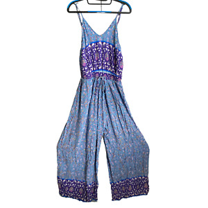 Jaase Romper Women s Size Medium Blue Purple Aztec Paisley Sleeveless Casual