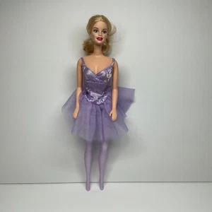 Vintage 2003 Barbie Cares Ballerina Star Doll Purple Dress Mattel Toy No Shoes - Picture 1 of 7