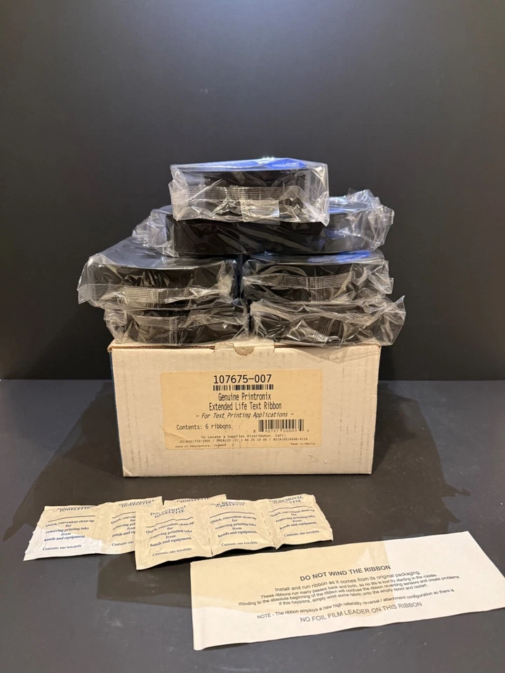 New Genuine Printronix 107675-007 107675007 6-Pack Extended Life Text Ribbon - Image 1 of 4