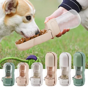 Plastic 2 In 1 portable Pet Dog Outdoor Travel Water Bottle Food Container - Picture 1 of 18