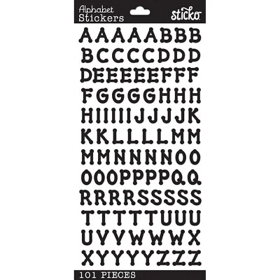 STICKO ALPHABET STICKERS - BLACK DOT LETTERS - SMALL - Approx 12mm - 1 SHEET