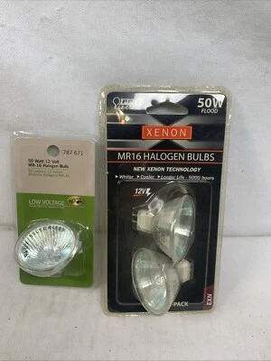 FEIT ELECTRIC 50W FLOOD XENON MR 16 BULBS 12V 2-pk & 1 Hampton MR – 16 Same Bulb - Image 1 of 3