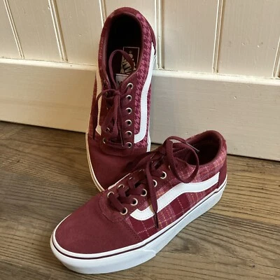 Zapatilla deportiva Vans plataforma, para mujer talla 8, gamuza/flanal a cuadros borgoña #721356 Foto 1 de 4