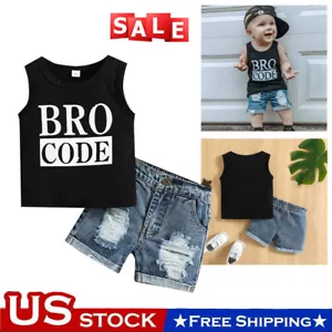 2pcs Toddler Baby Boys Sleeveless T-Shirt tops+Shorts Summer Casual Clothes Sets - Picture 1 of 12