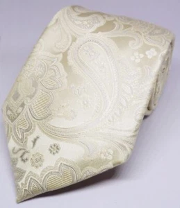 Neu ohne Etikett Donald J Trump charakteristische Herrenkrawatte gold silber metallic Paisley komplett Seide - Bild 1 von 3