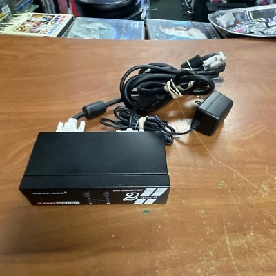 DVI 2 to 1 selector switch, connects 2 DVI accessories to common DVI, Monoprice - Image 1 of 4