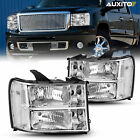 Pair Chrome Headlights Front Lamps For 2007-2013 GMC Sierra 1500 2500HD 3500HD