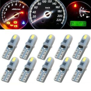 10x White T5 3014 SMD LED Wedge Dashboard Warning Instrument Panel Light Lamps