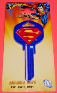 SUPERMAN HOUSE KEY BLANK Large Head KWIKSET KW-1/10/11 Uncut-Brand New! - Picture 1 of 5