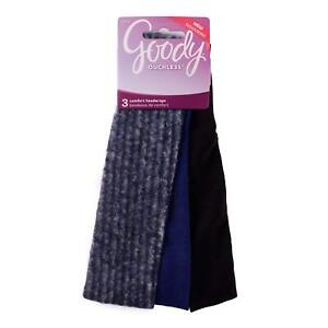 Ouchless Comfort Headwraps 3Pcs Soft Material Navy Gray Goody MFA