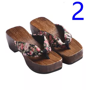 Lady Japanese Geta Flip Flops Embroidered Non Slip Sandals Kimono Cosplay Retro - Picture 1 of 16