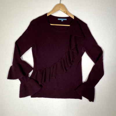 Antonio Melani~cashmere sweater womens red velvet pullover long sleeve 100% - Imagem 1 de 4
