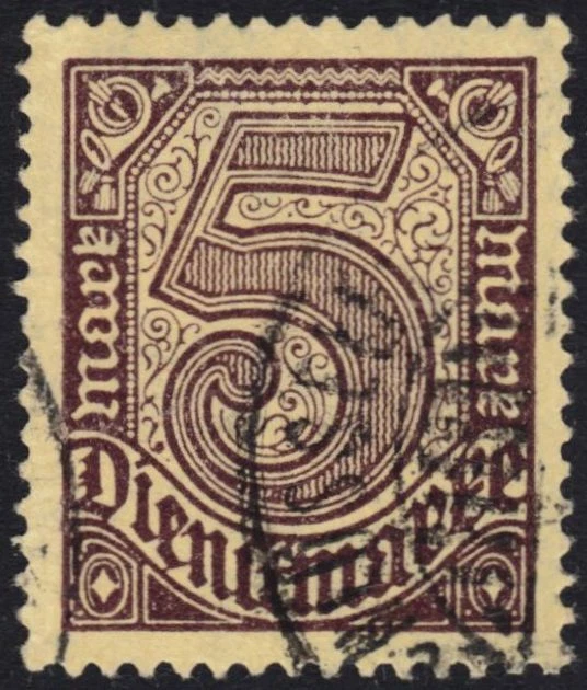 GERMANY O13 - Numeral of Value "1920 Brown on Yellow" (pc13205) - Image 1 of 1