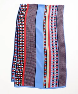 Bufanda de seda a rayas geométricas - azul/rojo - larga - Imagen 1 de 4