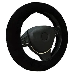 Andalus Australian Sheepskin Wool Steering Wheel Cover for Women & Men - Black - Picture 1 of 7