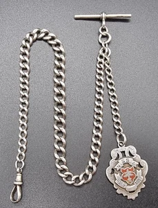 ANTIGUO RELOJ DE BOLSILLO VICTORIANO PLATA ESTERLINA CADENA CON FOB REINO UNIDO/BIRMINGHAM/1906 - Imagen 1 de 14