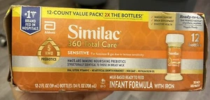 Similac 360 Total Care Sensitive Ready-to-Feed Baby Formula 2 Oz Bottles 12 CT - Picture 1 of 4