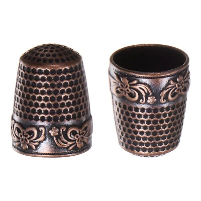 Protector de dedo de dedal de costura de cobre para dedal de costura 2 piezas, rojo bronce Foto 1 de 4