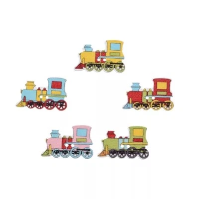 20x Colourful Wooden Train Buttons | 30x20mm | Kids Crafts Sewing Scrapbooking - Image 1 of 4