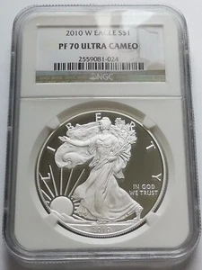 2010-W Proof Silver Eagle S$1 - NGC PF 70 UCAM, West Point Mint - Picture 1 of 4