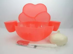 Tupperware Chip n Dip Red/Orange, Rubber Spatula, 2 Clip Bowls, Garlic Keeper - Picture 1 of 6