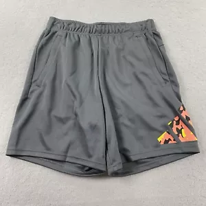 Adidas Shorts Mens Large Gray Train Essenstials Big Logo 7 Inseam Camo Casual - Picture 1 of 11