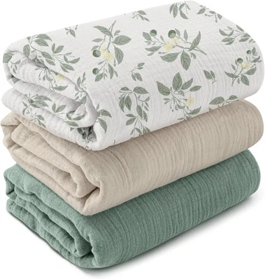 3 Muselinas Para Bebe Recién Nacido De Algodon 40 x 38 Pulgadas Elefante Azul - Image 1 of 4