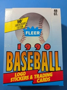 Caja de cera Fleer Baseball 1990 versión canadiense con 48-10 tarjetas y 1 paquetes de pegatinas - Imagen 1 de 5