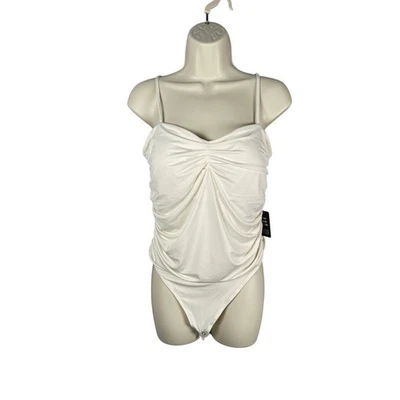 Body Express Grande Marfil Blanco Acanalado Tanga Cuerpo Contorno Acolchado Balletcore Foto 1 de 4