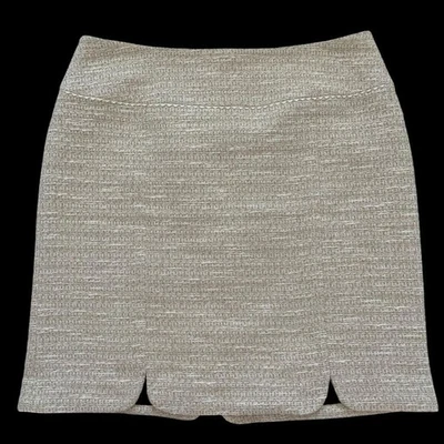 Minifalda Kate Hill Crema Metálica Tweed Dobladillo Festoneado Mezcla Seda Talla: 12P Foto 1 de 4