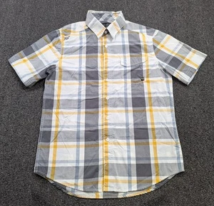 Camisa Fox Racing Para Hombre Blanca Amarilla Informal A Cuadros Manga Corta Abotonada Talla Med - Imagen 1 de 11