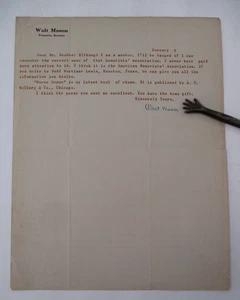 TLS from author WALT MASON on letterhead regarding humorist association Inquiry - Picture 1 of 2