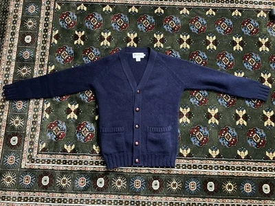 Harley Of Scotland Navy 100% Wool Cardigan - Image 1 of 4
